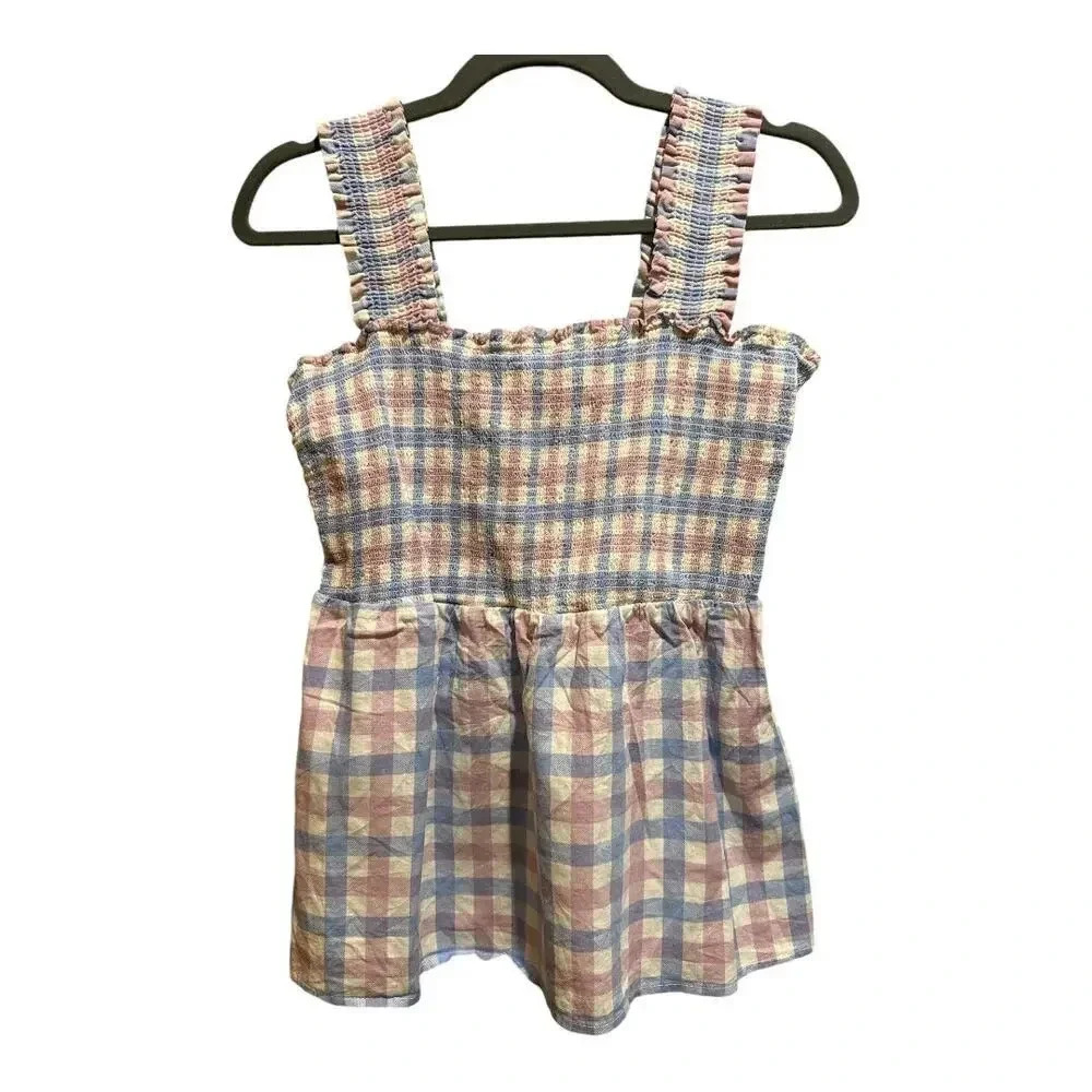 Market & Spruce Square‎ Neck Plaid Tank Top | Size M